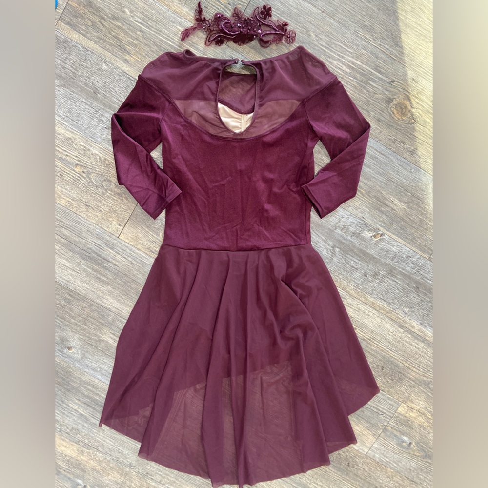 Weissman 14663 Dance Costume A Million Dreams Burgundy Ballet W/ Hair Piece XLC - Picture 4 of 11